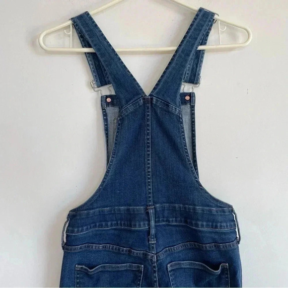 Madewell Skinny Overalls in Judd Wash Dark Blue Denim Pants Jumper Jeans Button - Picture 6 of 10